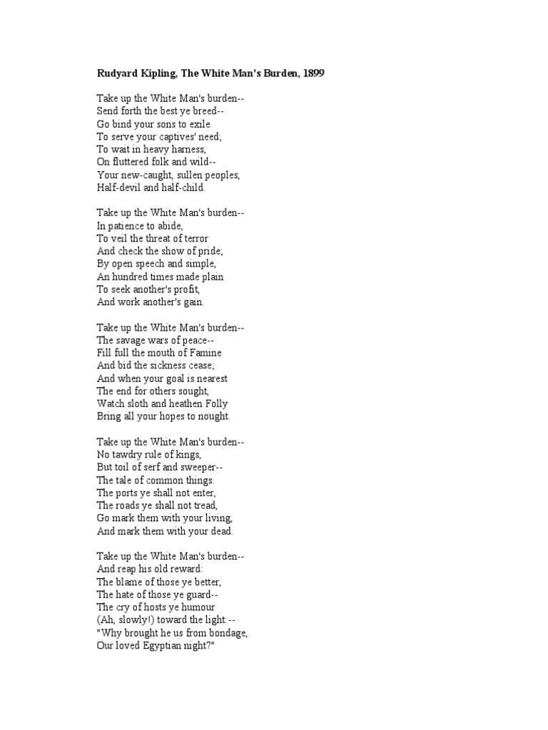 Rudyard Kipling, The White Man