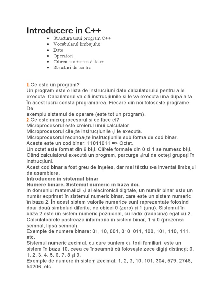 Introducere C++ | PDF