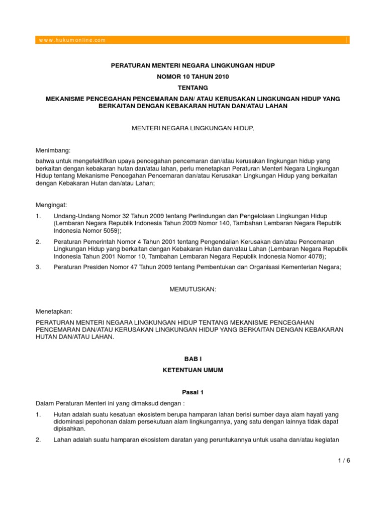 Peraturan tentang pencemaran lingkungan