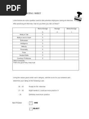 Interview Rating Sheet