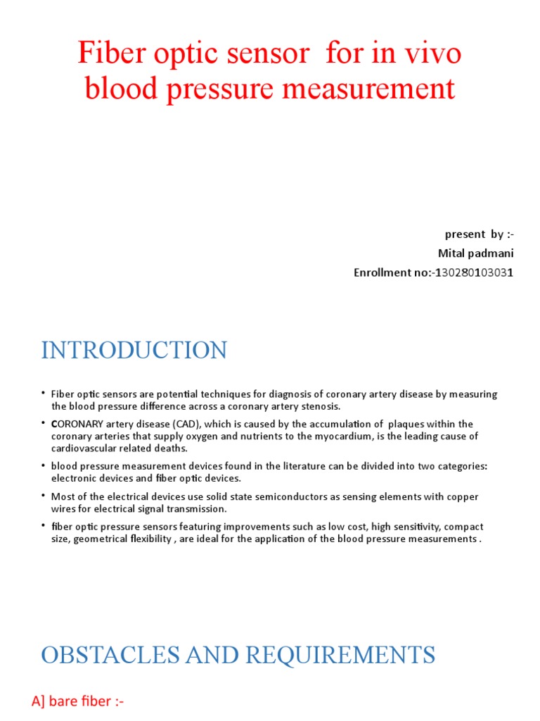 Fiber Optic Sensor for Blood Pressure | PDF | Optical Fiber | Blood Vessel