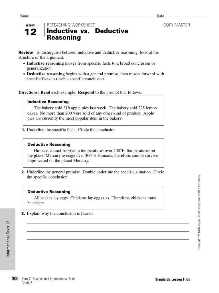 Re Teaching  Deductive Reasoning  Inductive Reasoning Pertaining To Inductive And Deductive Reasoning Worksheet
