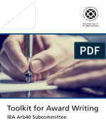 Toolkit For Award Writing: IBA Arb40 Subcommittee