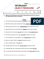 Subject & Object Pronouns: Grammar Worksheet