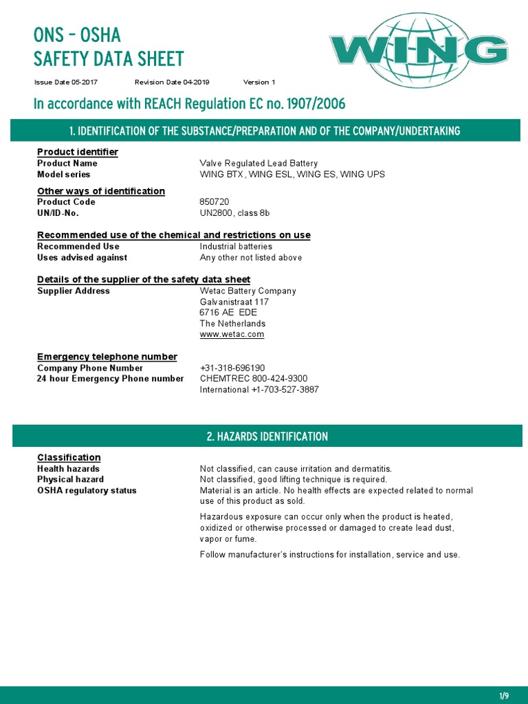 Osha Safety Data Sheet , Safety data sheet for hazardous chemicals – IPXNVR