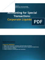 Accounting For Special Transactions:: Corporate Liquidation