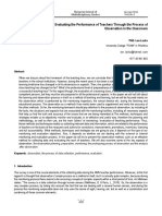 Monitoring and Evaluating The Performance of Teachers Through The Process of Observation in The Classroom