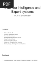 Machine Intelligence and Expert Systems: Dr. P M Shivamurthy