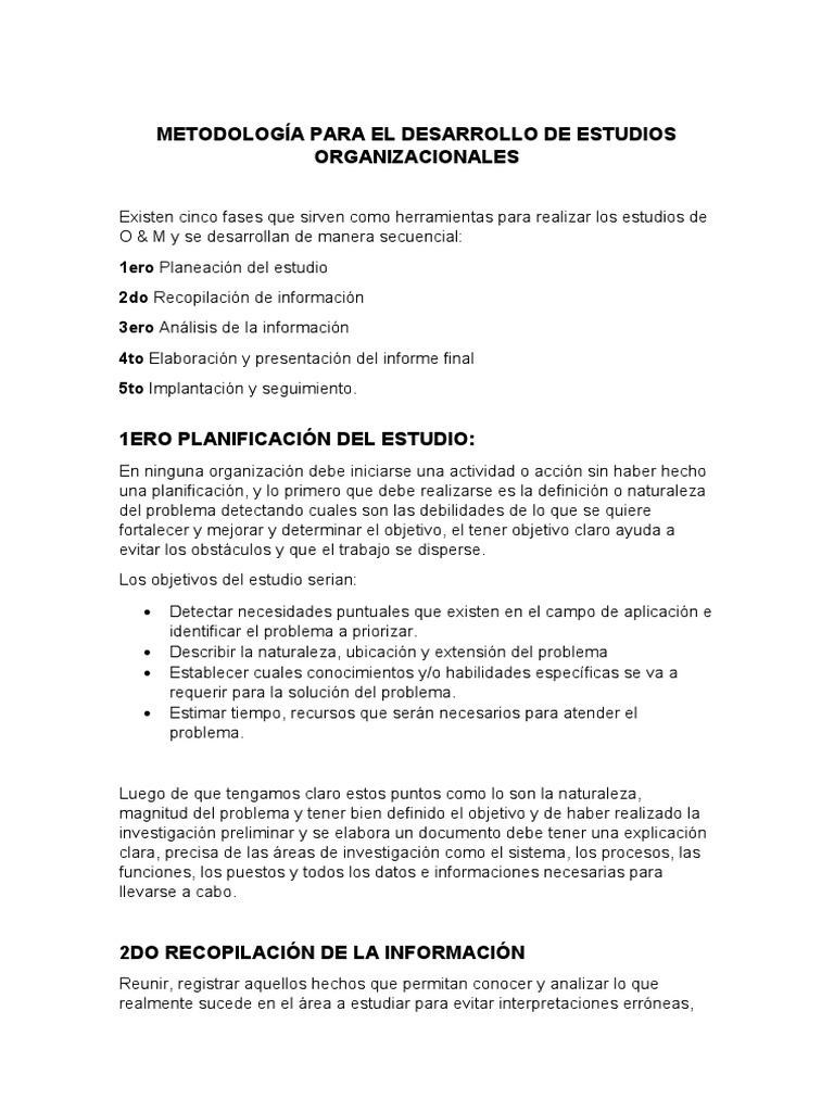 Tarea 3.1 Metodología para El Desarrollo de Estudios Organizacionales ...