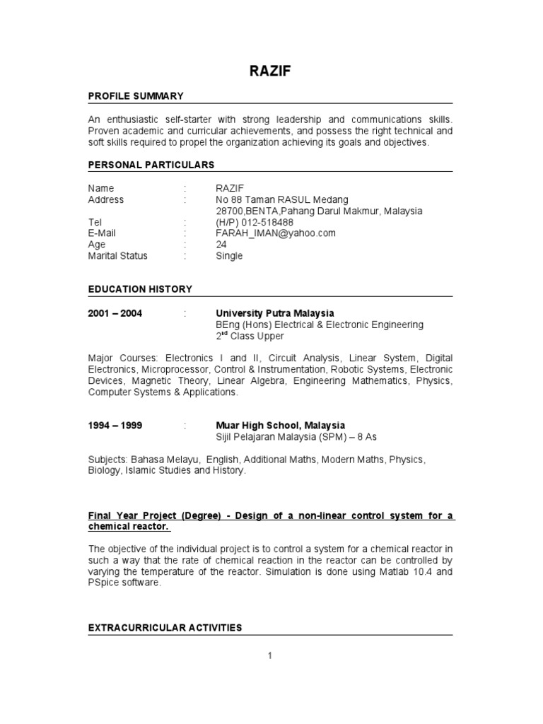 Engineering Graduate Profile | PDF | Electronics | Electrical Engineering