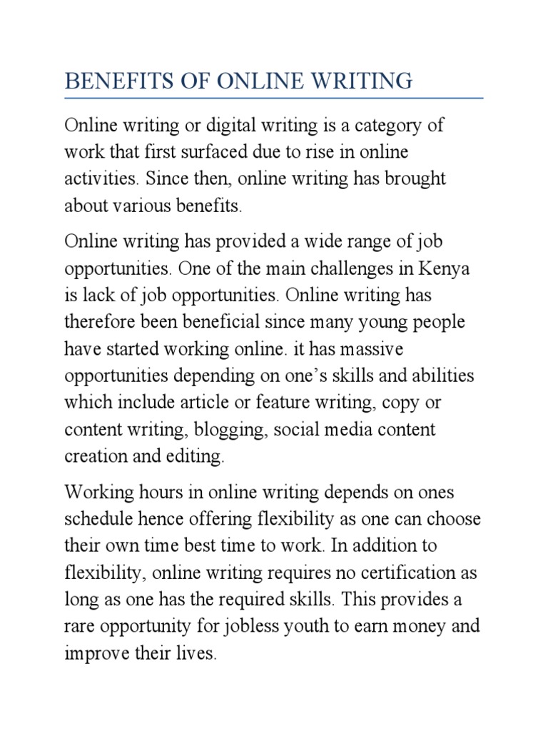 Benefits of Online Writing PDF Communication Labour