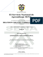El Servicio Nacional de Aprendizaje SENA: Brandon Miguel Carrillo Amaya