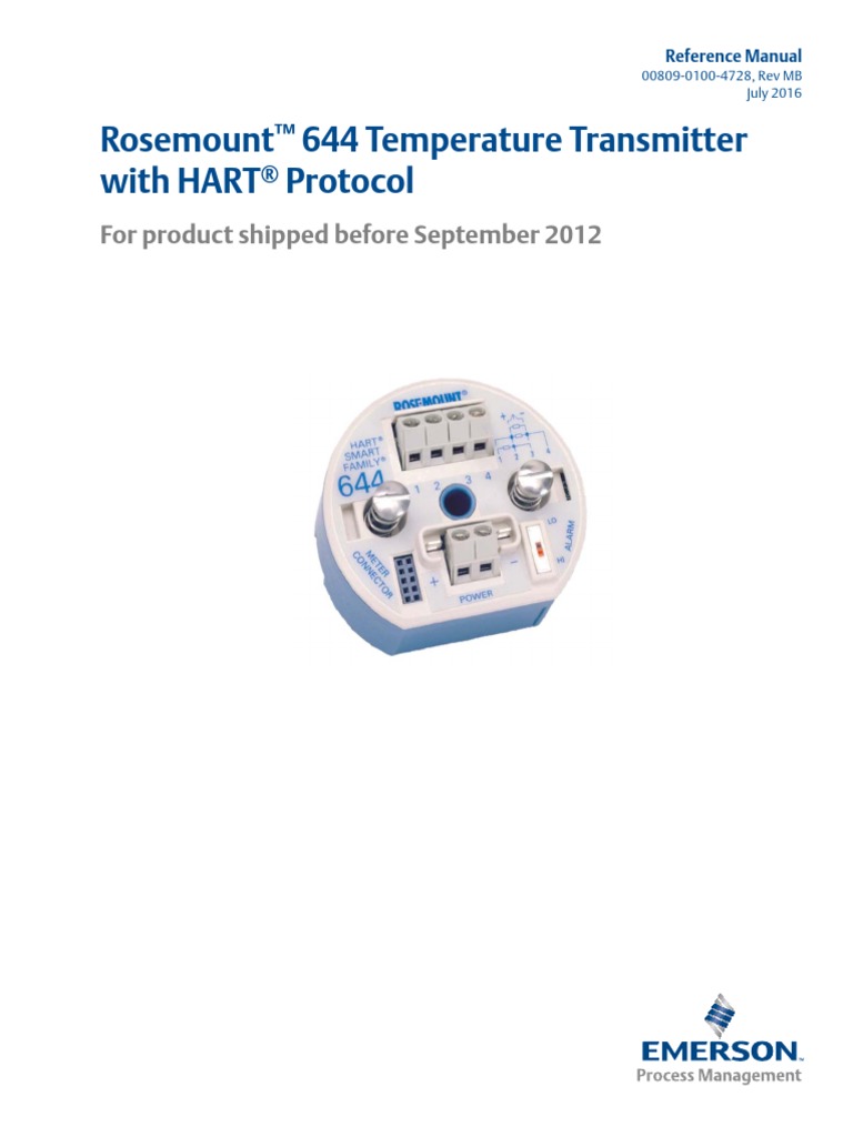 EMERSON Rosemount644TemperatureTransmitterHartProtocolEn77462