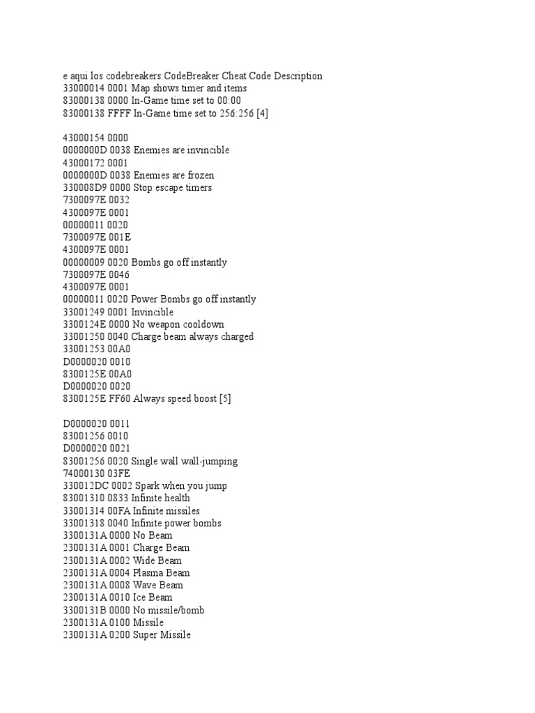 Metroid fusion gameshark cheats