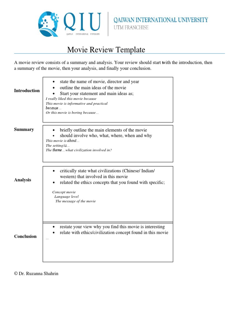 Movie Review Template Guide | PDF