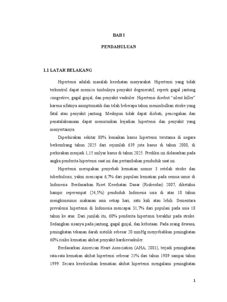 1 Bab I Pendahuluan A Latar Belakang Hipertensi Atau Tekanan