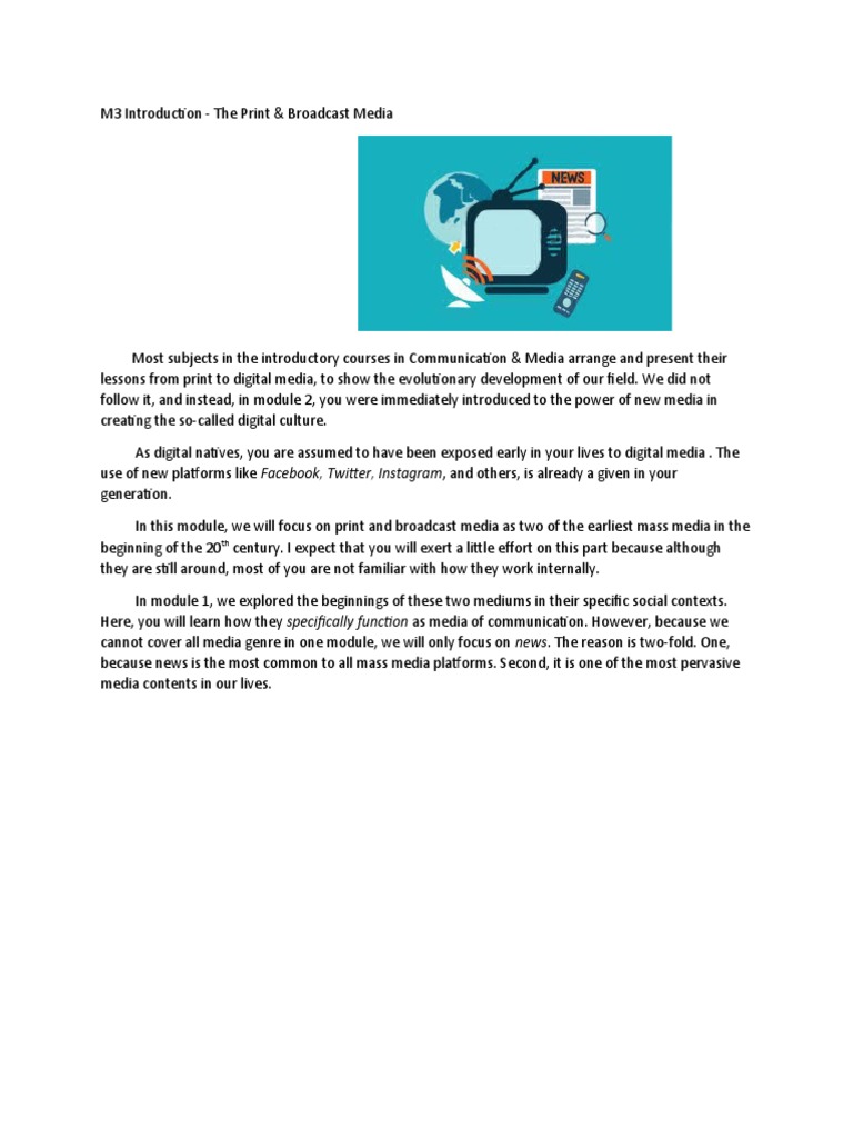 Understanding Print & Broadcast Media | PDF | Social Science