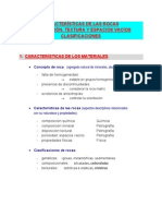 Características de las rocas: composición, textura, porosidad y clasificaciones