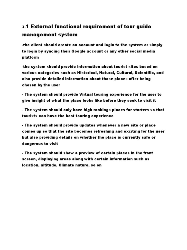 Tour Guide Management System SRS Overview | PDF | Computer Network ...