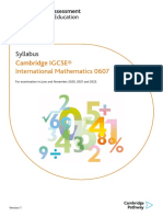 Syllabus: Cambridge IGCSE® International Mathematics 0607