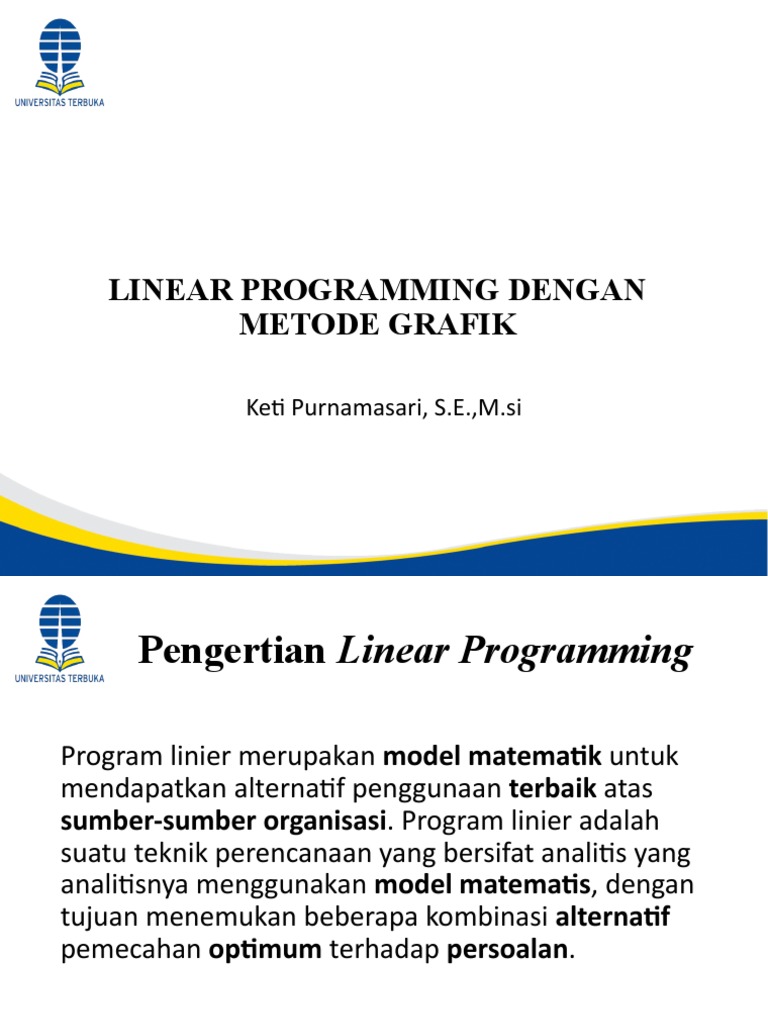 Linear Programming Dengan Metode Grafik | PDF