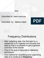 Assingmnt - Subject: Statistics Submitted To: Mam Summya Submitted By: Malika Habib