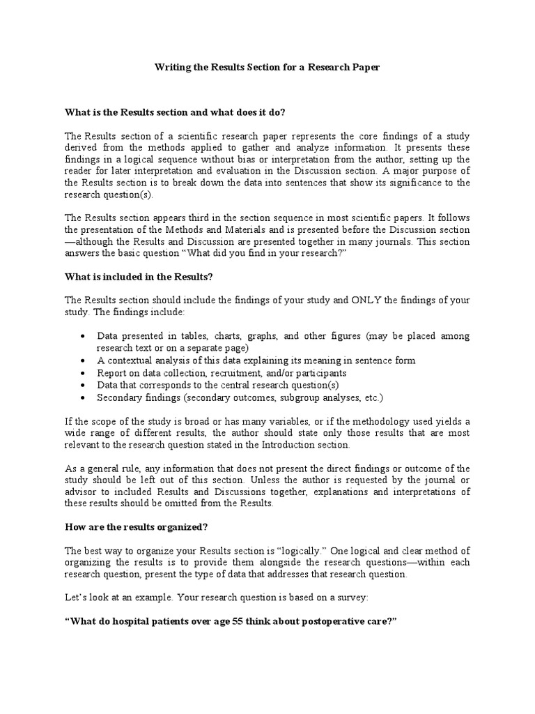 Writing The Results Section For A Research Paper | PDF | Question |  Methodology