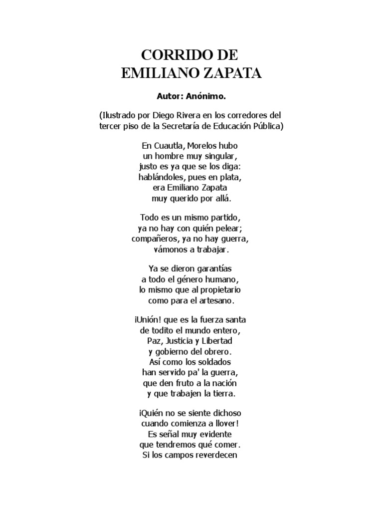 Corrido de Emiliano Zapata PDF