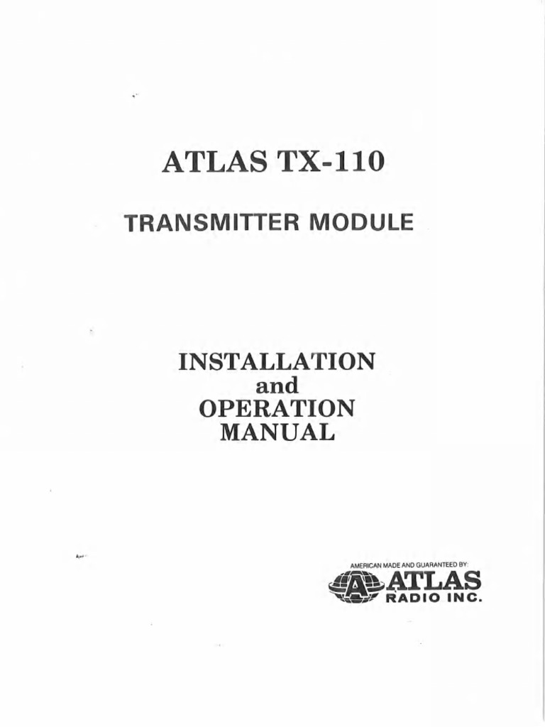 Atlas TX-110 Transmitter Manual | PDF | Antenna (Radio) | Coaxial Cable