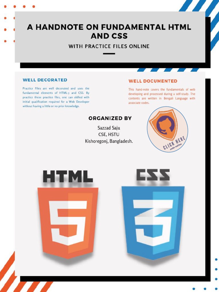 The Fundamentals of HTML and CSS in Bangla - Handnote | PDF