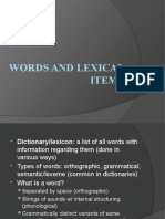 Words and Lexical Items