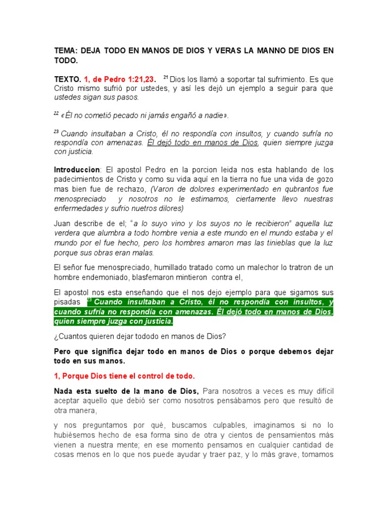 Deja Todo en Manos de Dios | PDF | Cristo (título) | Religión y creencia
