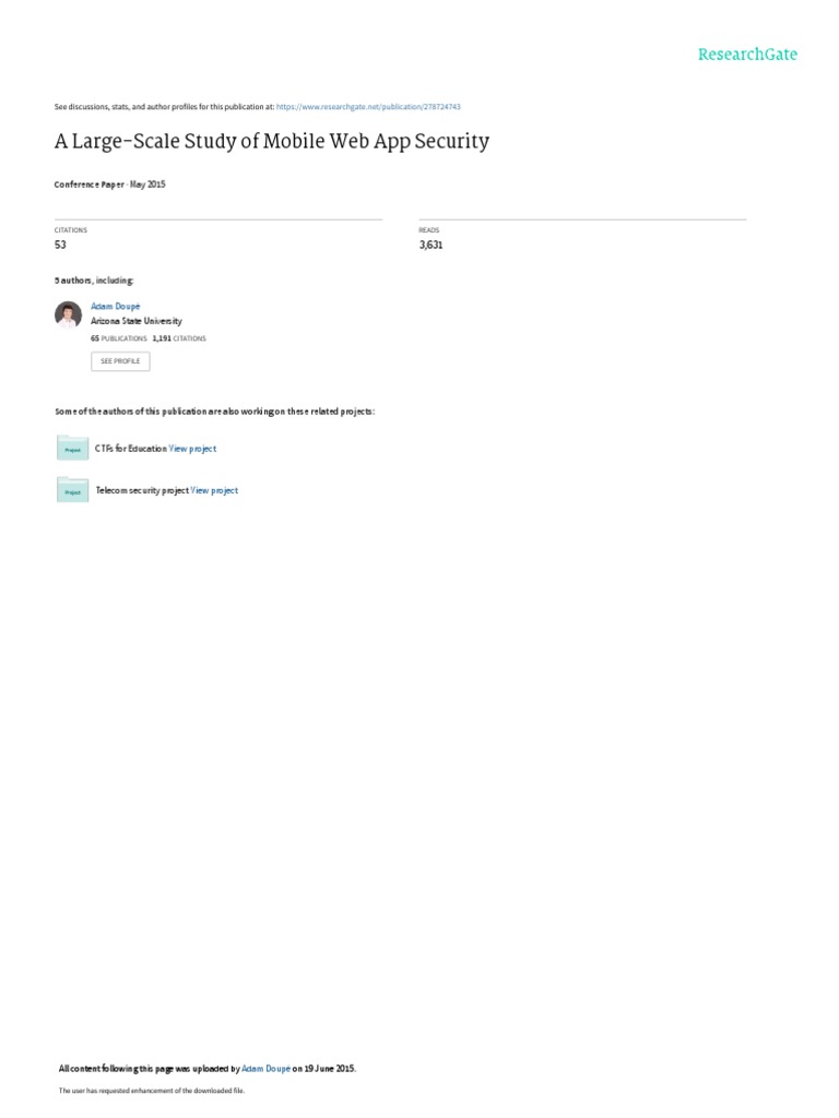 Mobile Web App Security Study | PDF | Web Application | Java Script