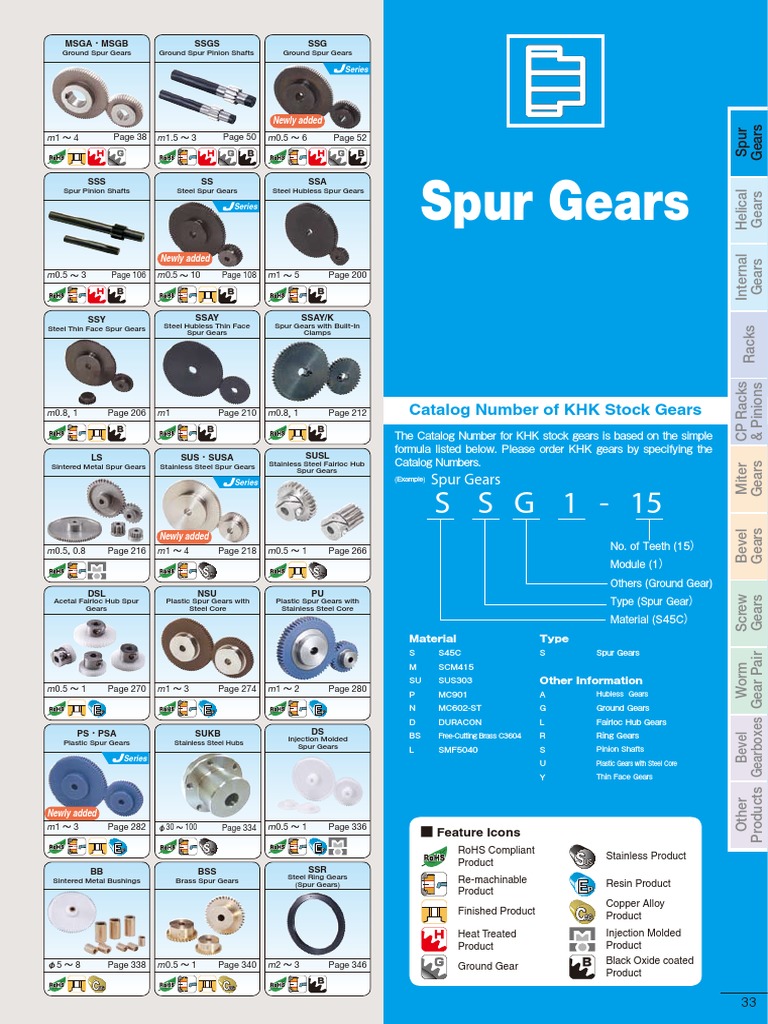 Spur Gears Catalog Number of KHK Stock Gears Download Free PDF