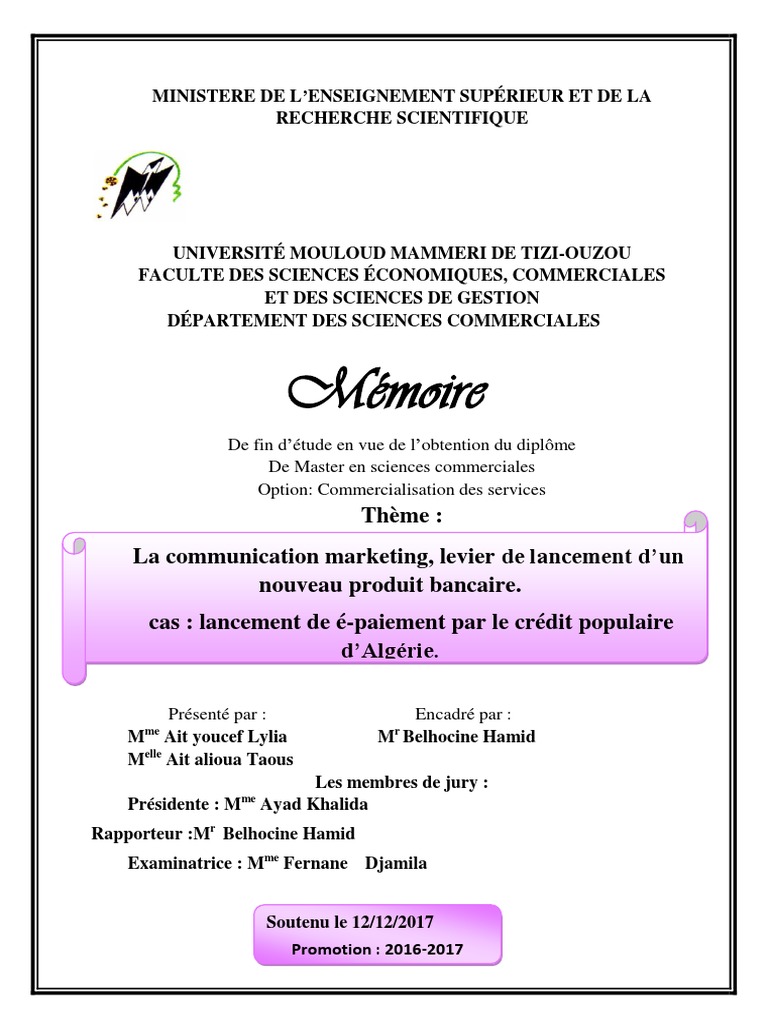 Memoire De Fin D Etudes Communication Bancaire Pdf Promotion Marketing Commercialisation