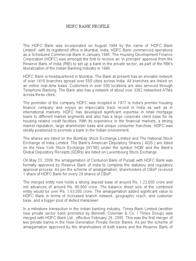HDFC Bank Overview and Achievements | PDF | Banks | Companies