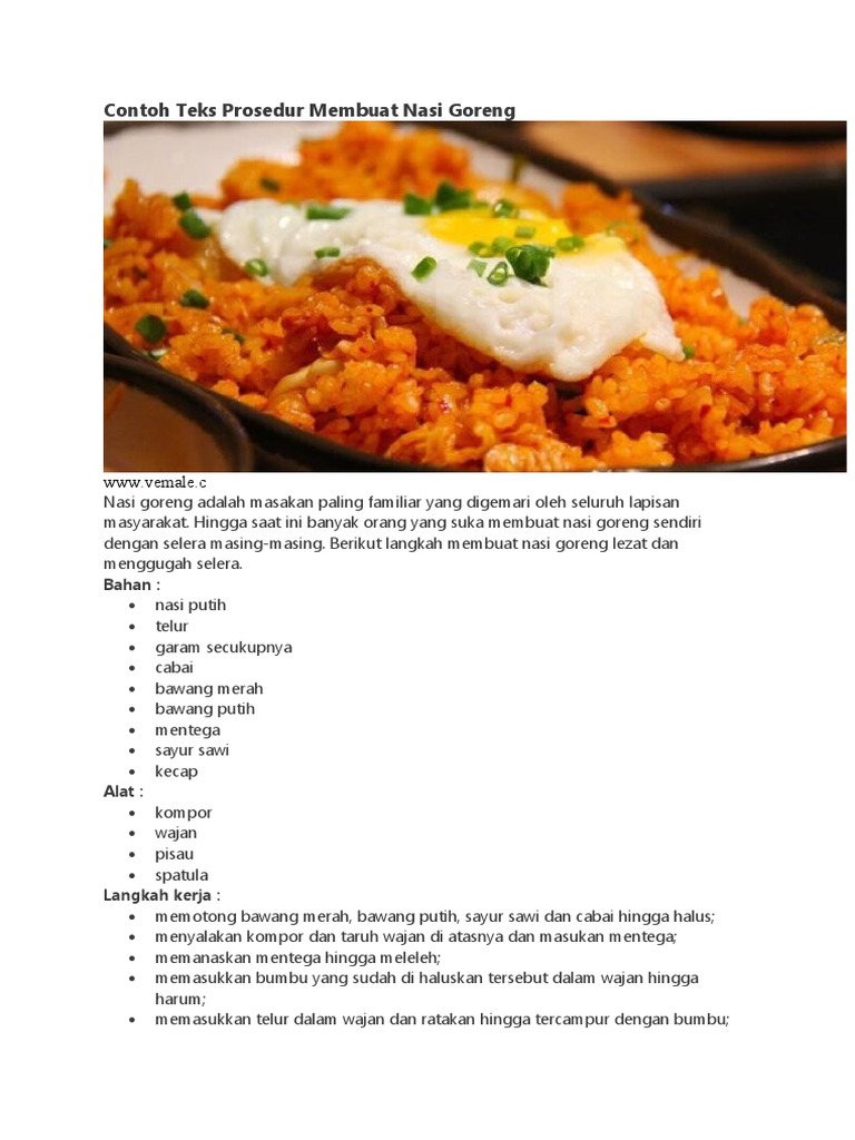 Contoh Teks Prosedur Membuat Nasi Goreng | PDF