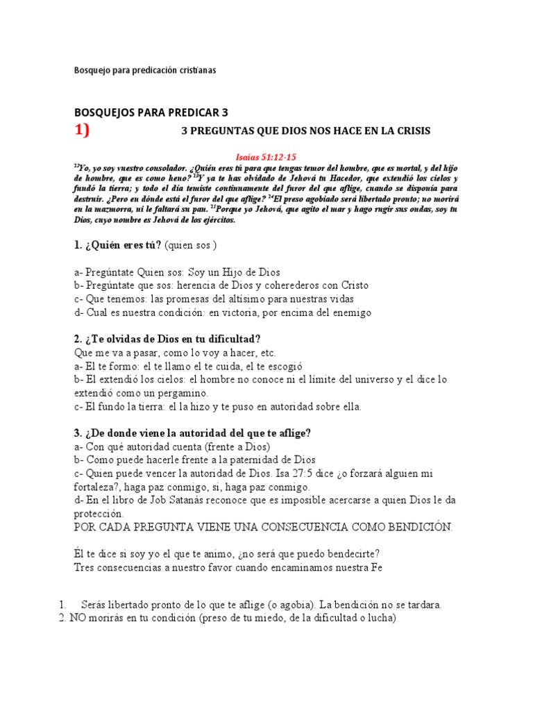 Bosquejo para Predicación Cristianas | PDF | David | María, madre de Jesús