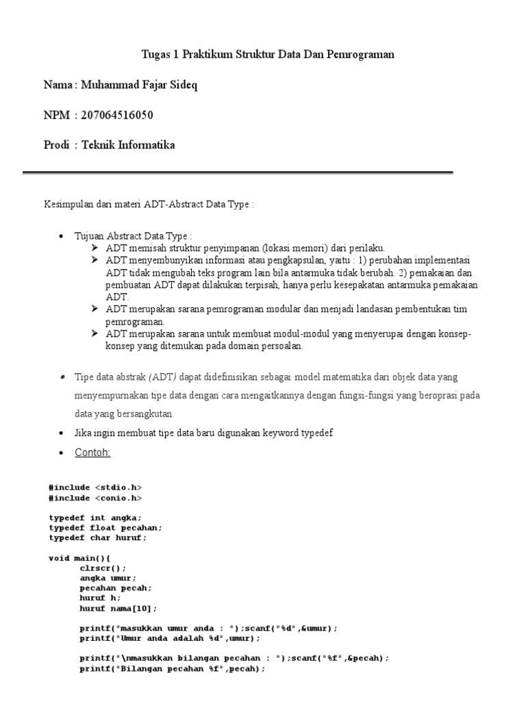 Pemrograman ADT dalam Struktur Data | PDF | Metode & Bahan Ajar ...