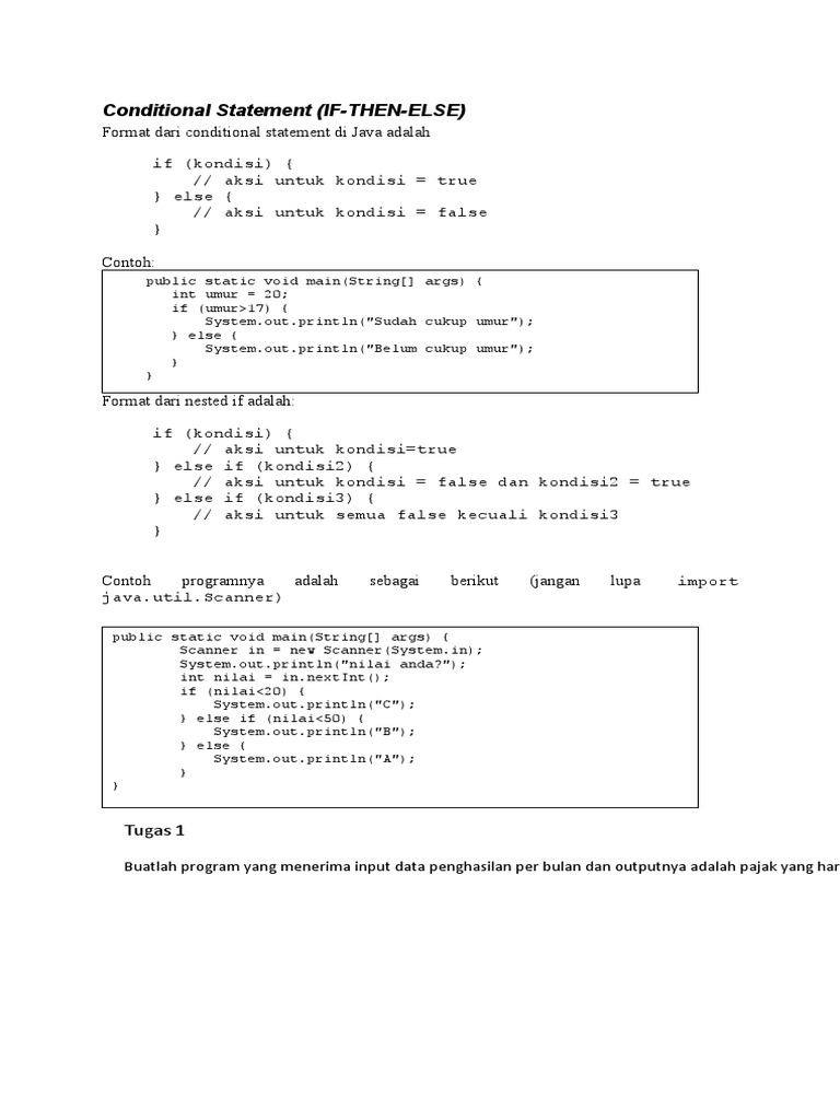 Conditional statement java pdf