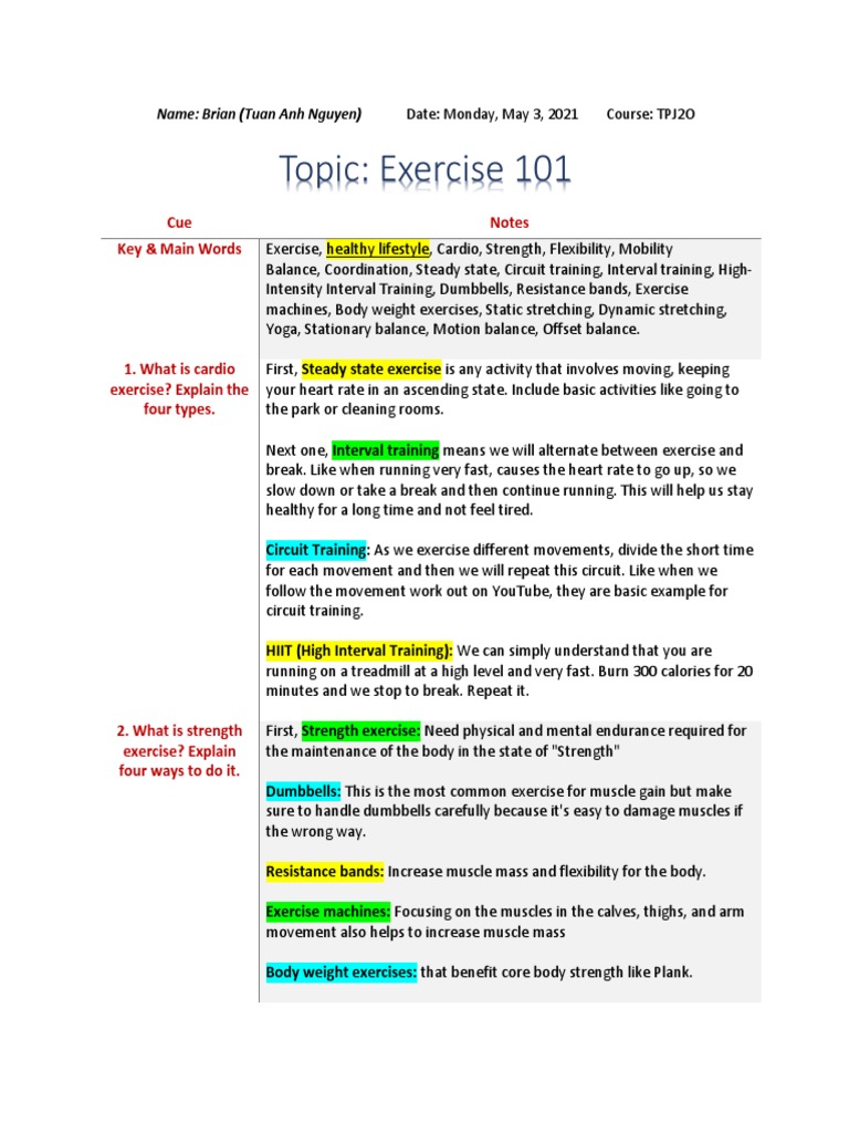 Exercise 101: Types and Benefits Explained | PDF | Flexibility (Anatomy ...
