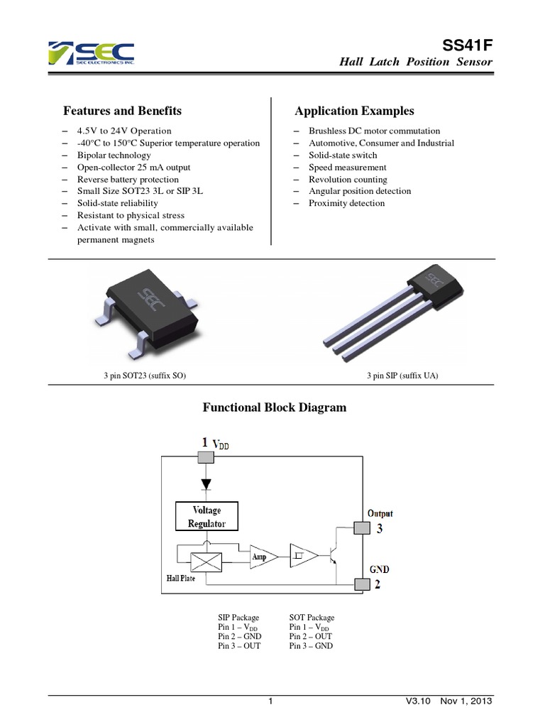 Datasheet Hall Sensor | PDF | Force | Electrical Engineering