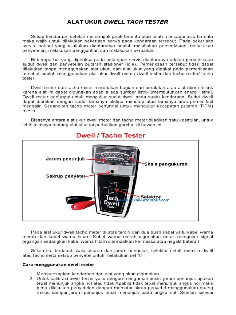 Alat Ukur Dwell Tach Tester PDF