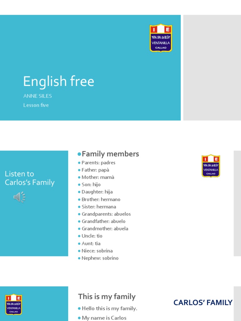 Carlos's Family Vocabulary Guide | PDF | Kinship And Descent | Family