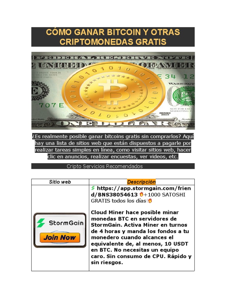 Cómo Ganar Bitcoin y Otras Criptomonedas Gratis | PDF