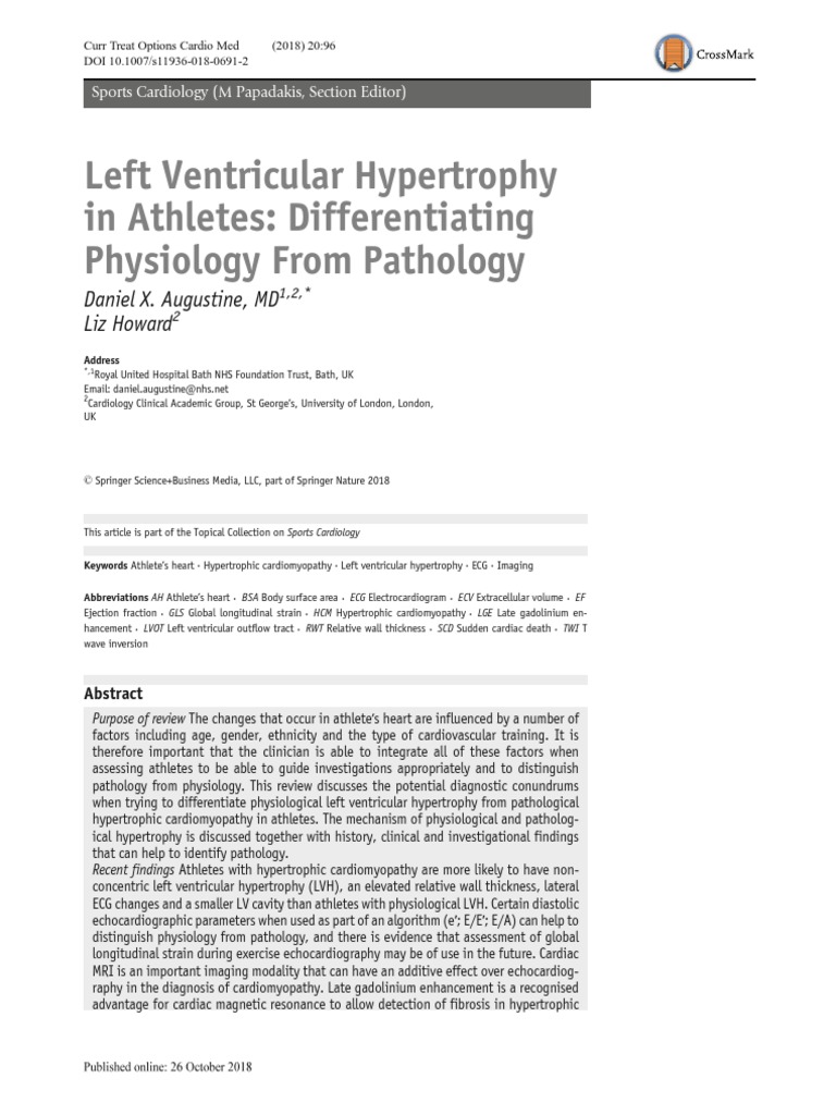 Left Ventricular Hypertrophy in Athletes 2018 | PDF | Cardiology ...