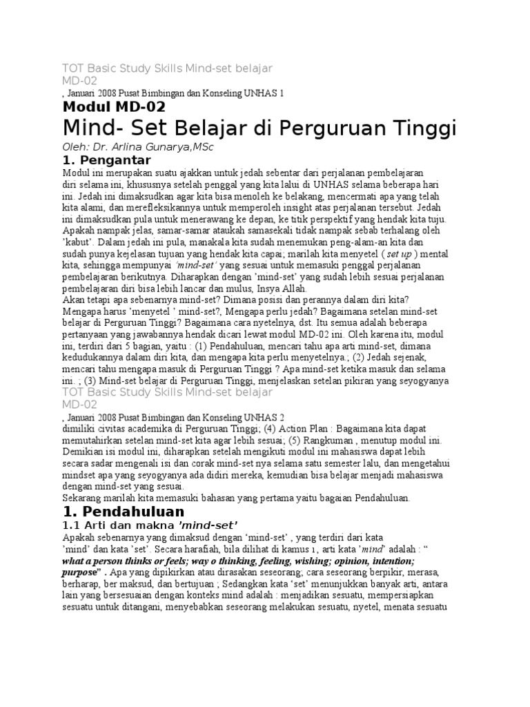 TOT Basic Study Skills Mind | PDF