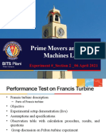 Prime Movers and Fluid Machines Lab: Experiment # - Section 2 - 06 April 2021