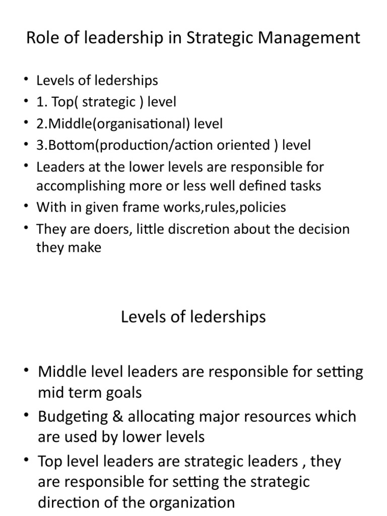 Leadership's Role in Strategic Management | PDF | Strategic Planning ...