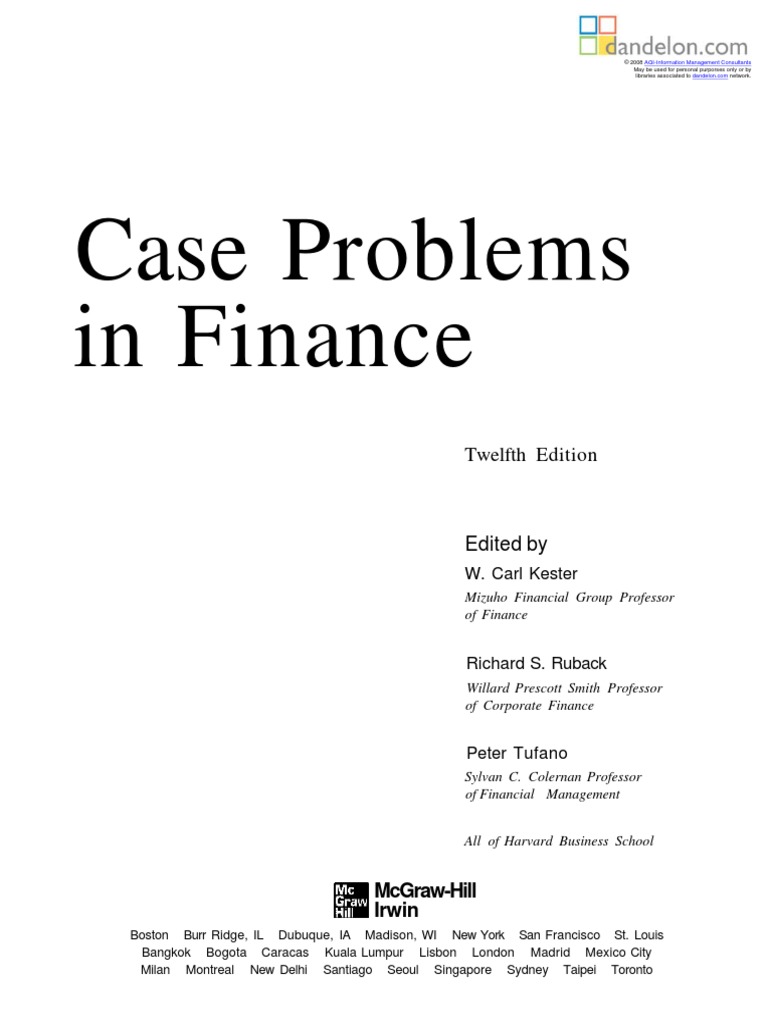 洋書 CASE PROBLEMS IN FINANCE Amazon.com: Case Problems In Finance: 9780256145960: Kester